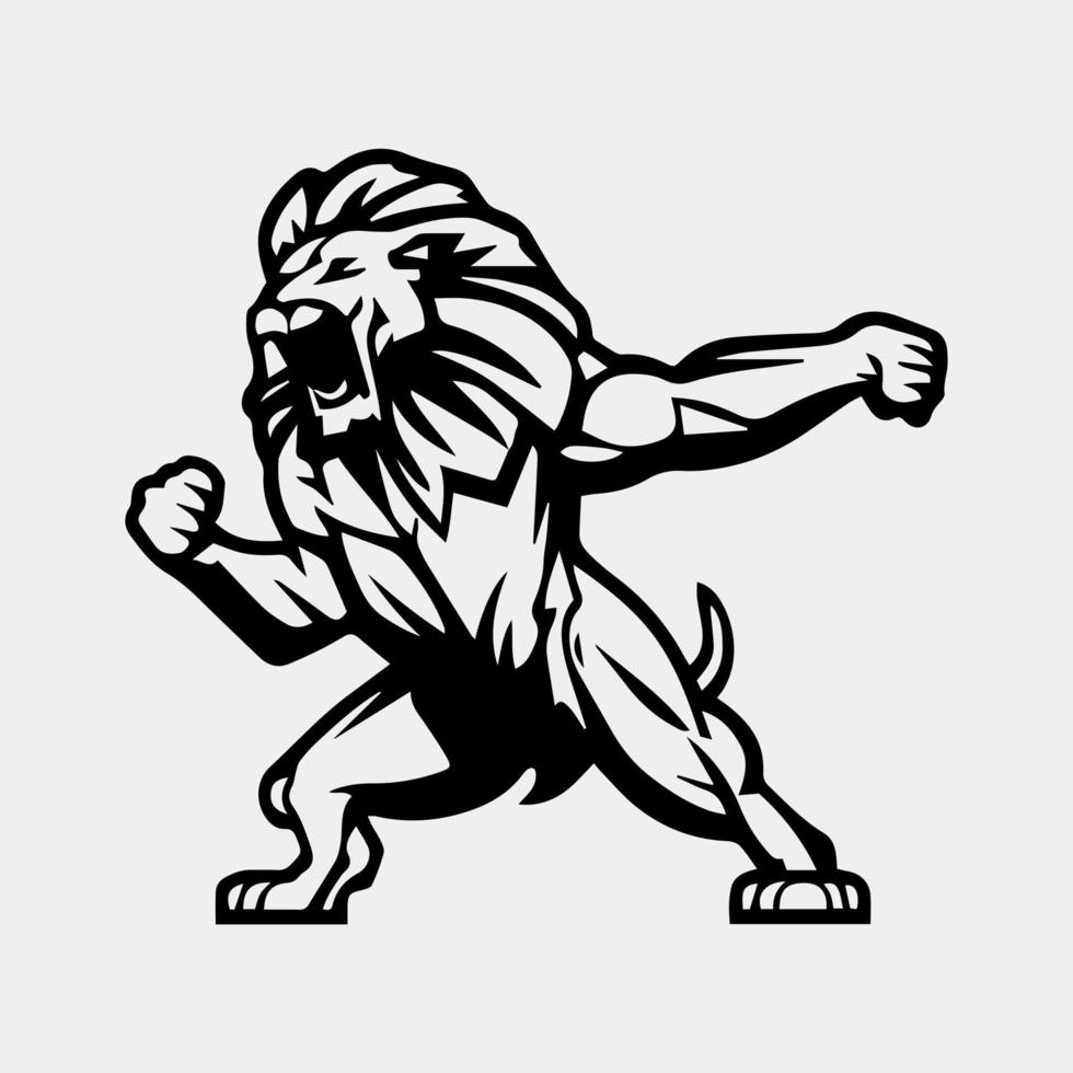 simple black jump high lion , running logo symbol design illustration vector