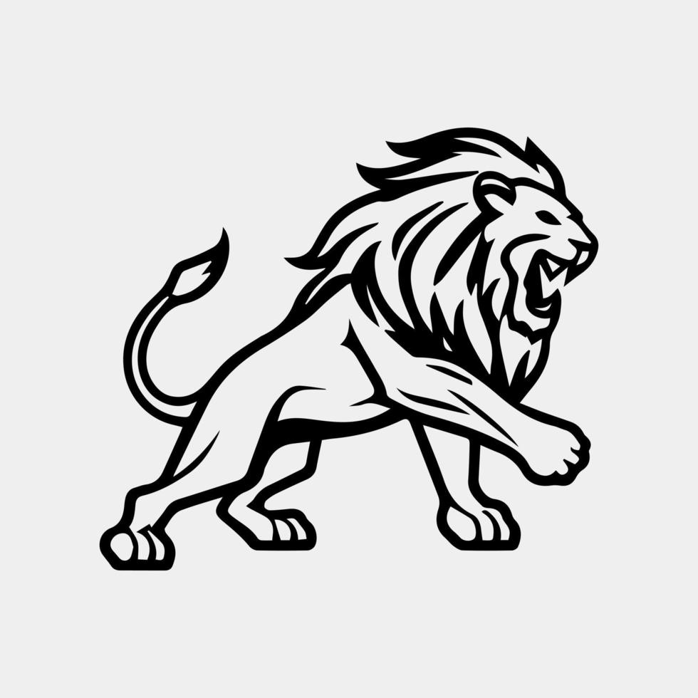 simple black jump high lion , running logo symbol design illustration vector