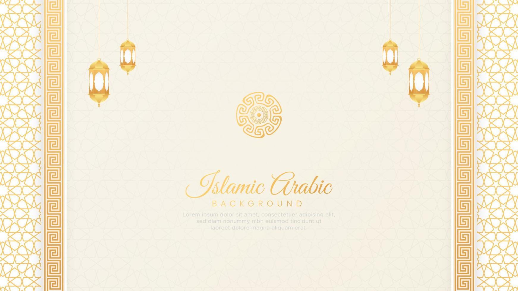 Islamic Ornamental Arabic White Luxury Border Background with Geometric pattern and Ornament vector