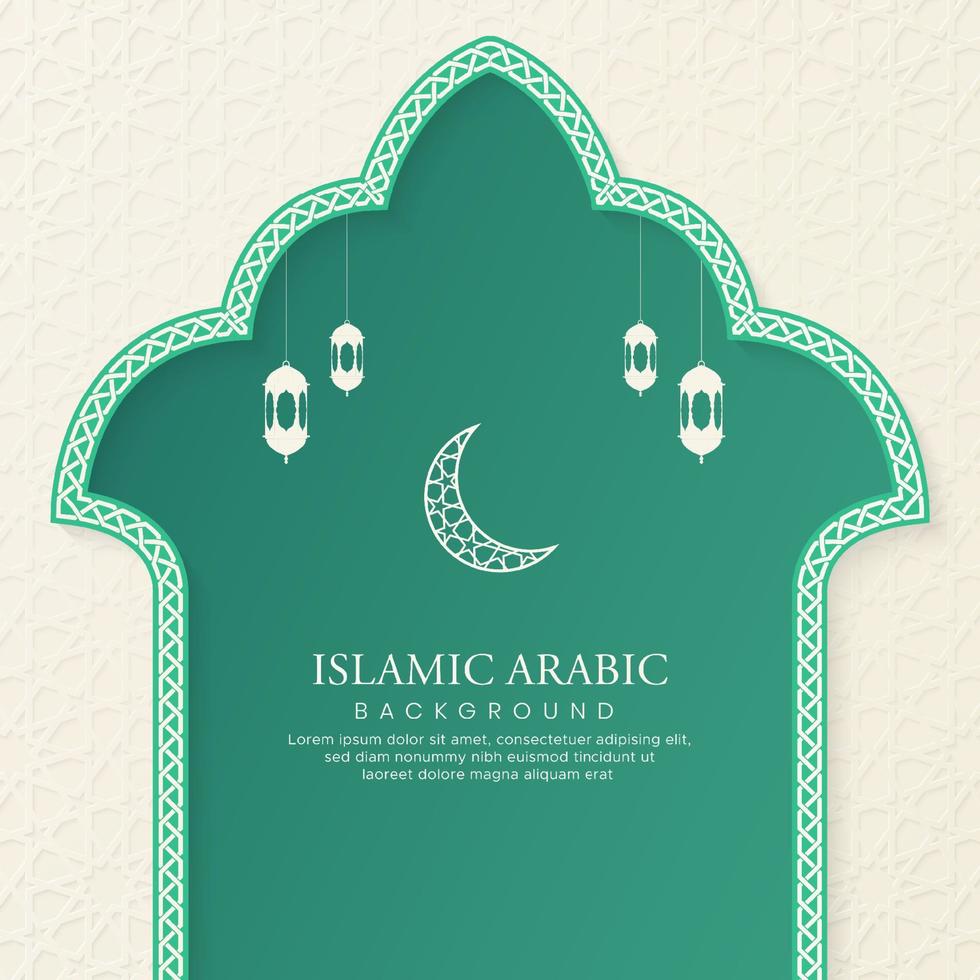 Islamic Arabic Ornamental Arch Pattern Background With Arabic Style Lanterns and Ornament vector