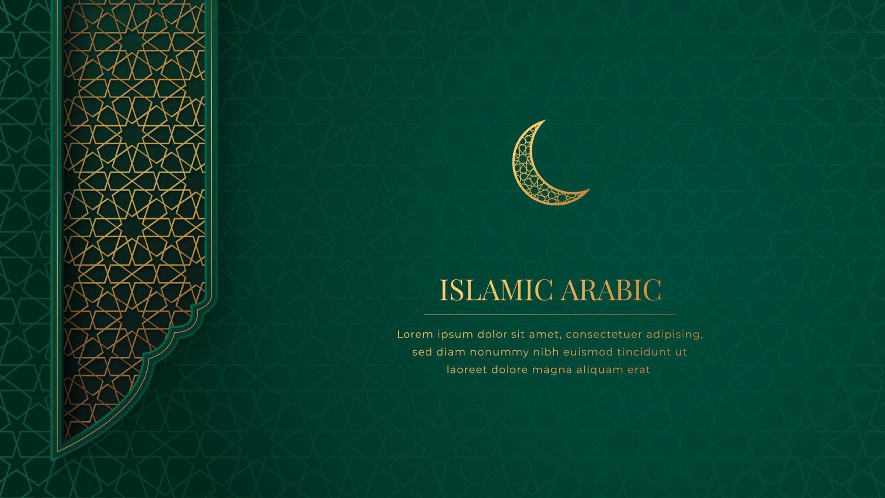 Islamic Arabic Green Luxury Background with Geometric pattern and Beautiful Ornament vector