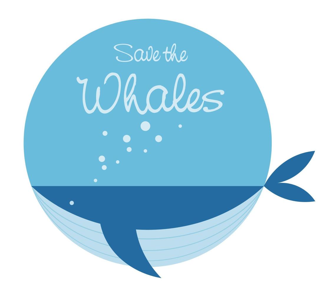 Vector Whale Conservation Symbol Illustration Isolated On A White Background.