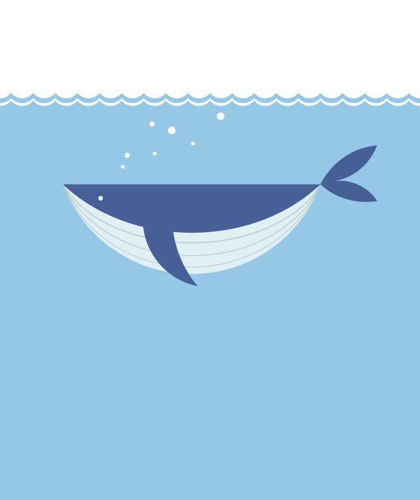 vector ballena plano ilustración con azul antecedentes.