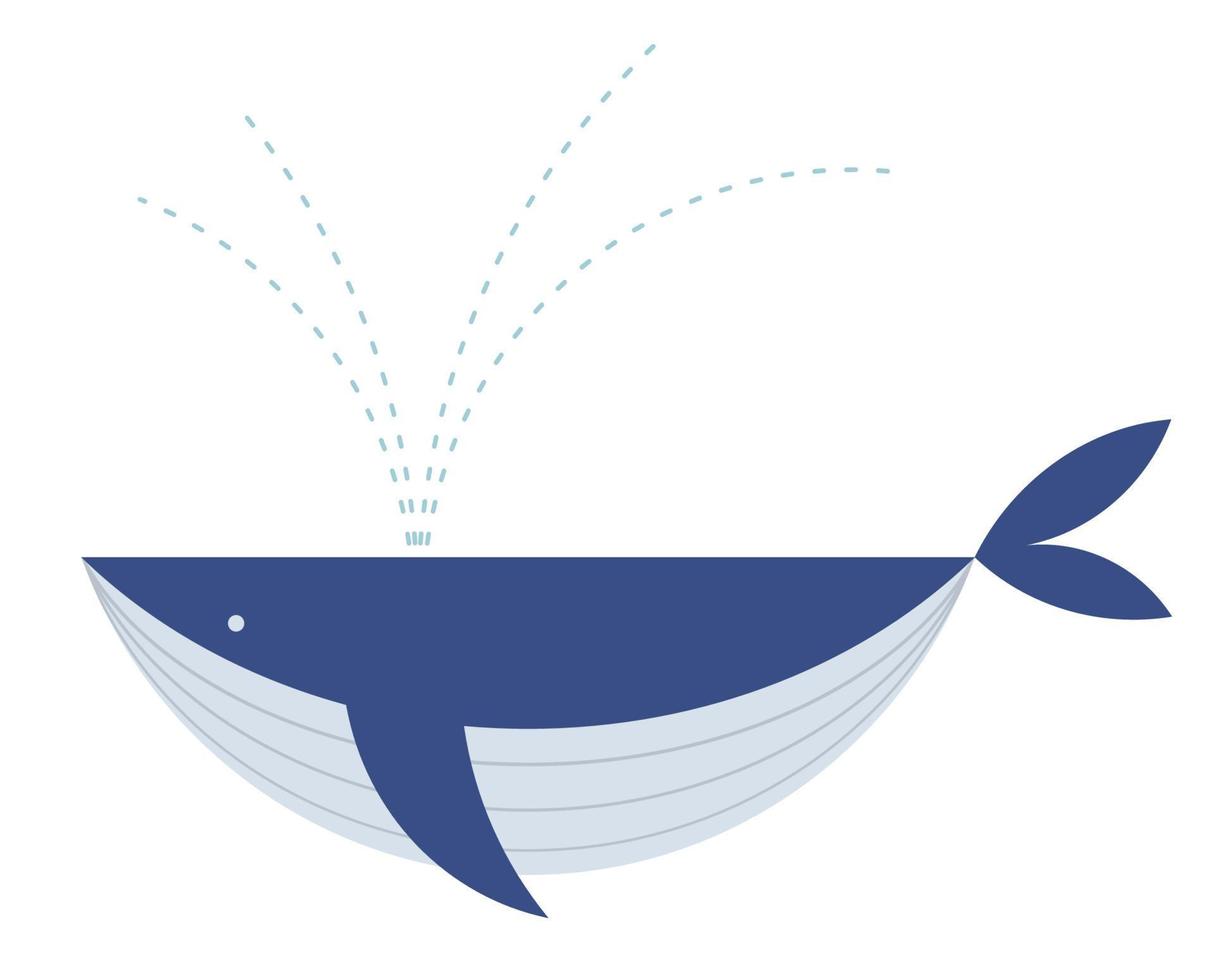 Vector Whale Flat Illustration Isolated On A White Background.