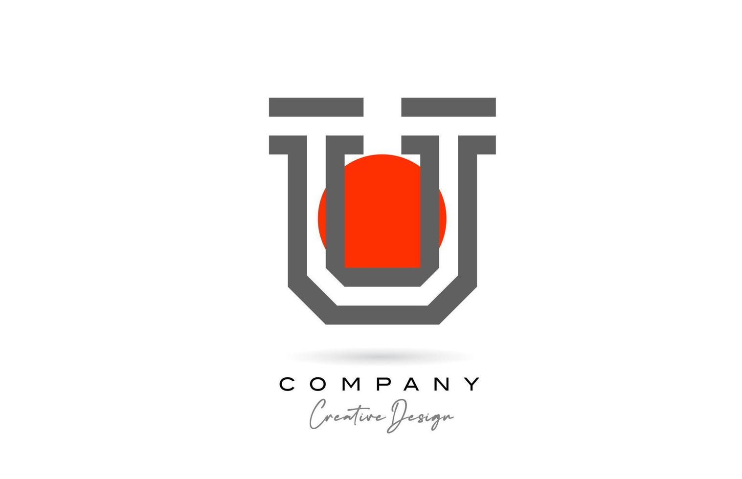 grey line U alphabet letter logo icon design with red dot. Creative template for company and business vector