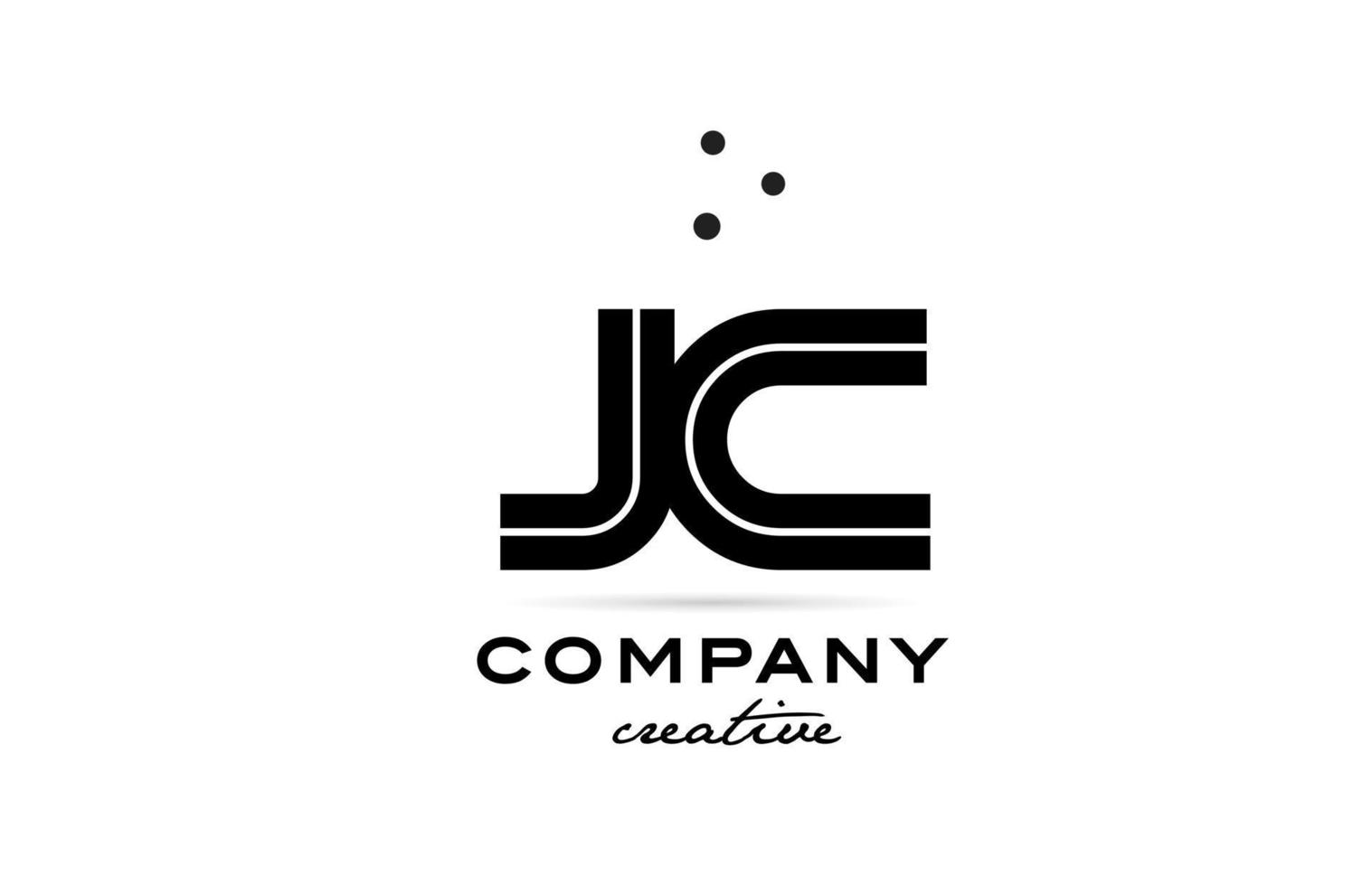 JC black and white combination alphabet bold letter logo with dots. Joined creative template design for company and business vector