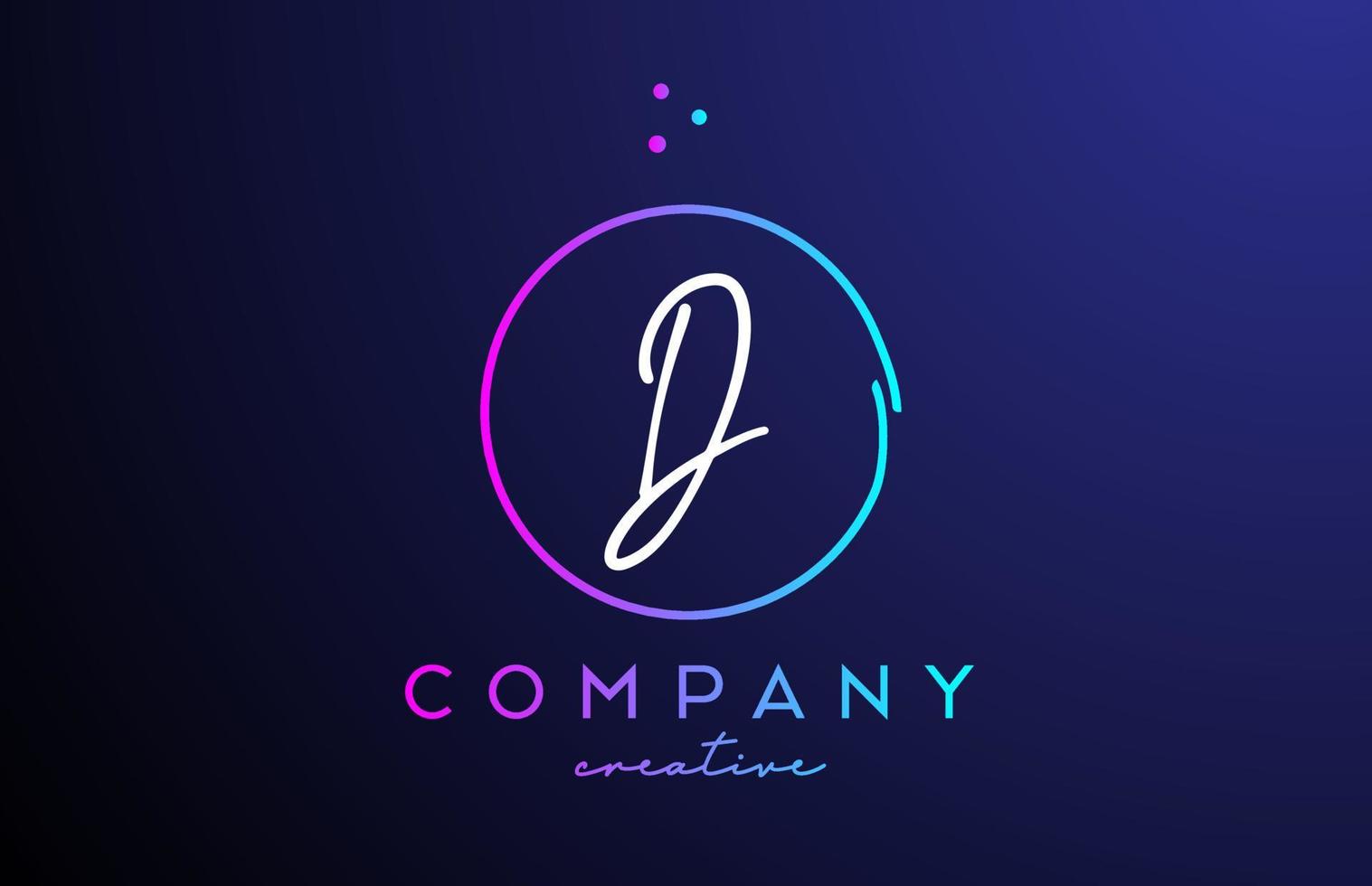 D handwritten alphabet letter logo with dots and pink blue circle. Corporate creative template design for business and company vector