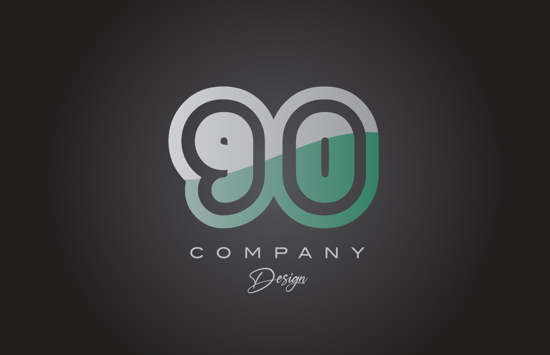 90 green grey number logo icon design. Creative template for company