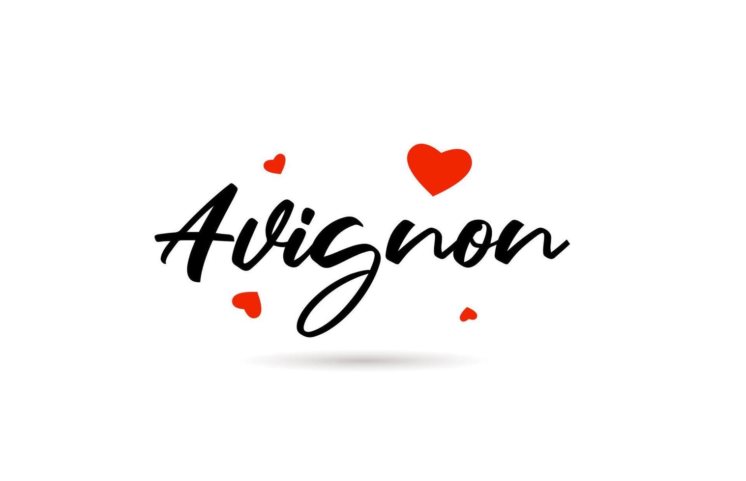 Avignon handwritten city typography text with love heart vector