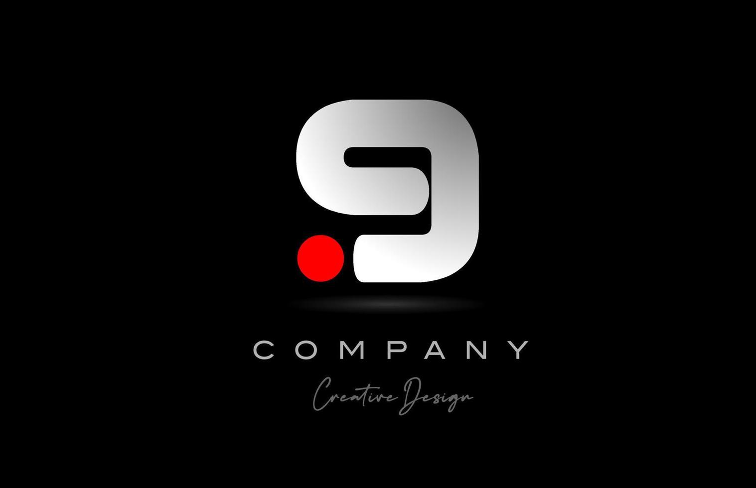 red grey G alphabet letter logo icon design with dot. Creative polygon template for business and company vector