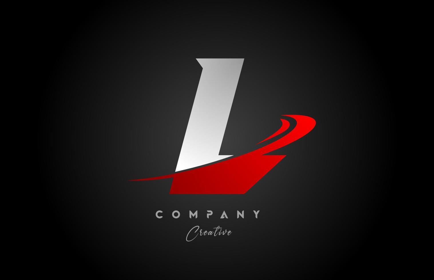 red swoosh L alphabet letter logo icon design with black grey color. Creative template for business and company vector