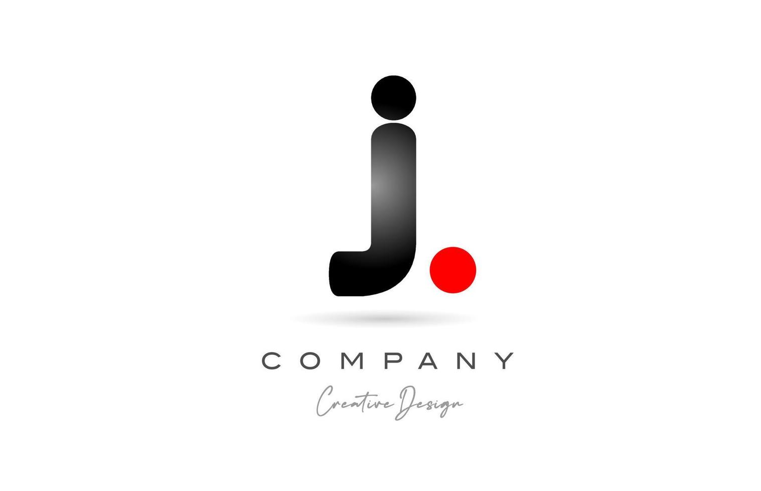 red black dot J alphabet letter logo icon design with gradient. Creative template for business and company vector
