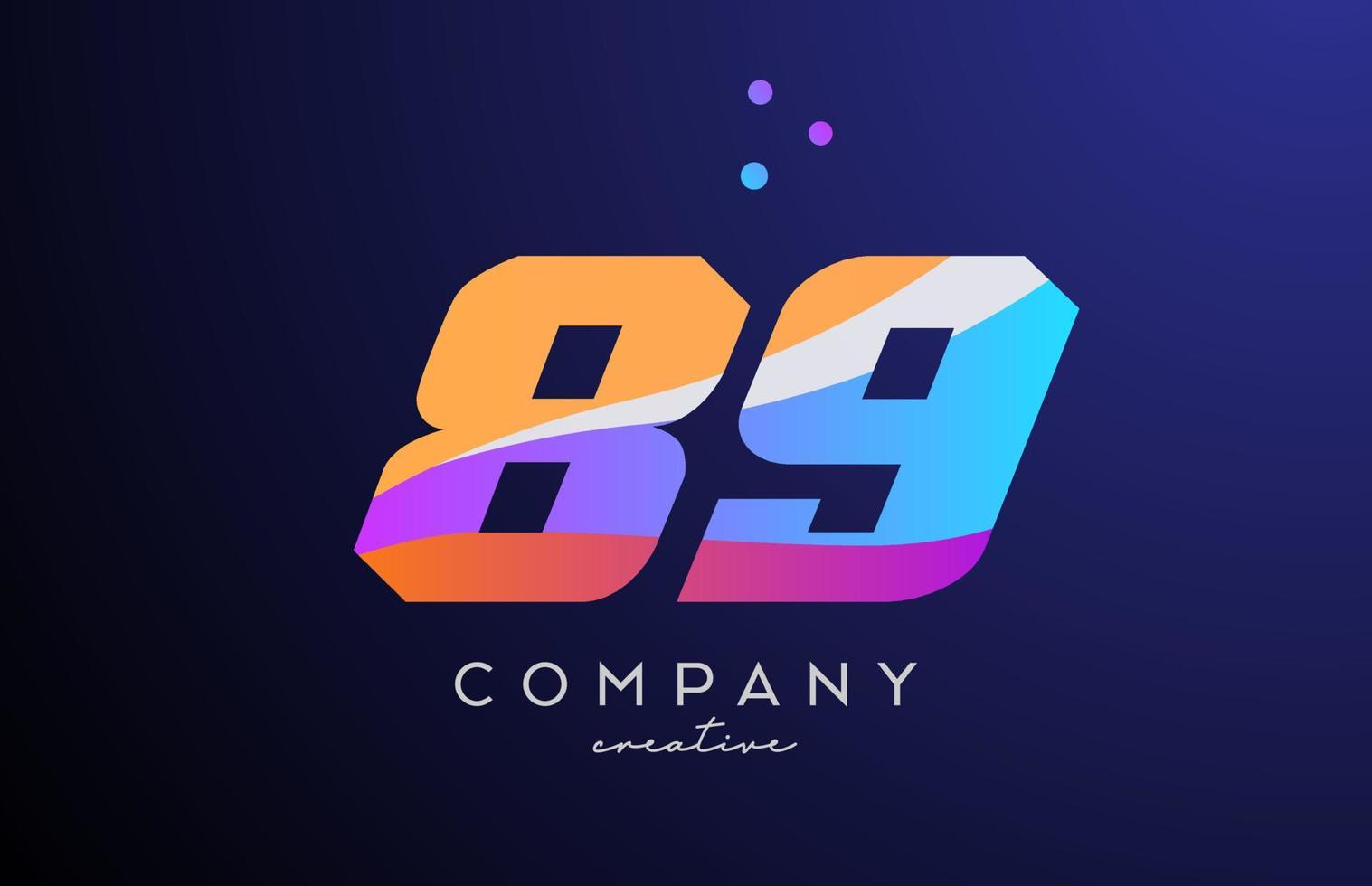 colored number 89 logo icon with dots. Yellow blue pink template design for a company and busines vector