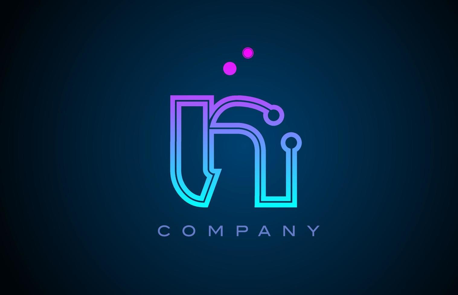 N alphabet letter logo icon design with pink blue color and dots. Creative template for business and company vector