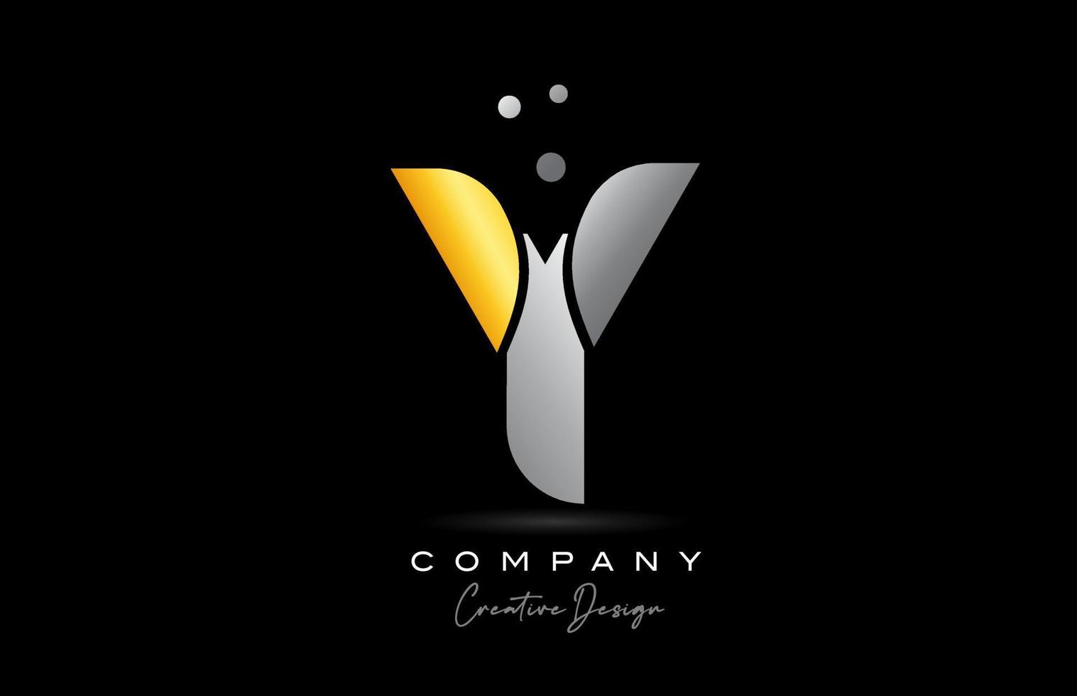 y amarillo dorado alfabeto letra logo icono diseño con gris color. creativo modelo para empresa y negocio vector