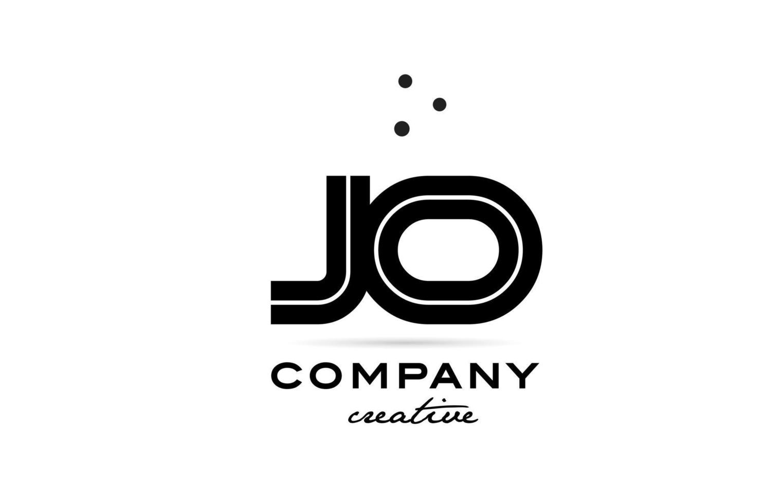 JO black and white combination alphabet bold letter logo with dots. Joined creative template design for company and business vector