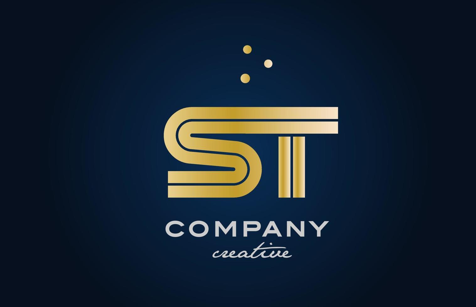 gold golden ST combination alphabet bold letter logo with dots. Joined creative template design for company and business vector
