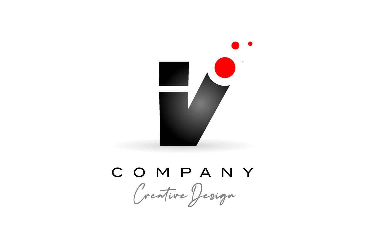 black and white V alphabet letter logo with red dot. Corporate creative