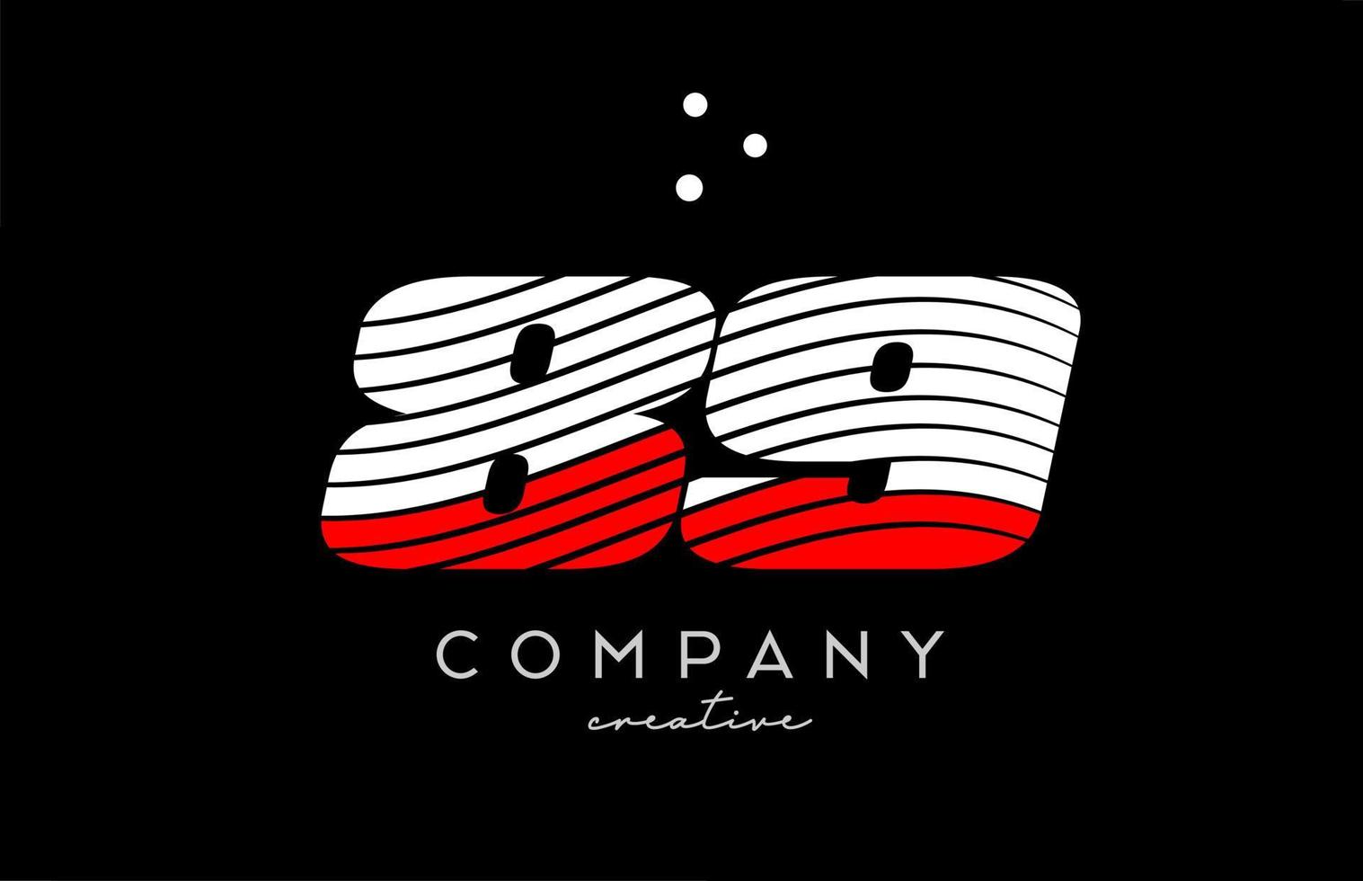 89 number logo with red white lines and dots. Corporate creative template design for business and company vector