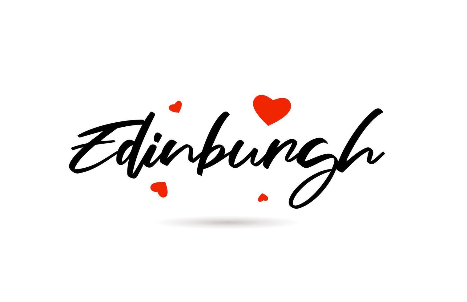 Edinburgh handwritten city typography text with love heart vector