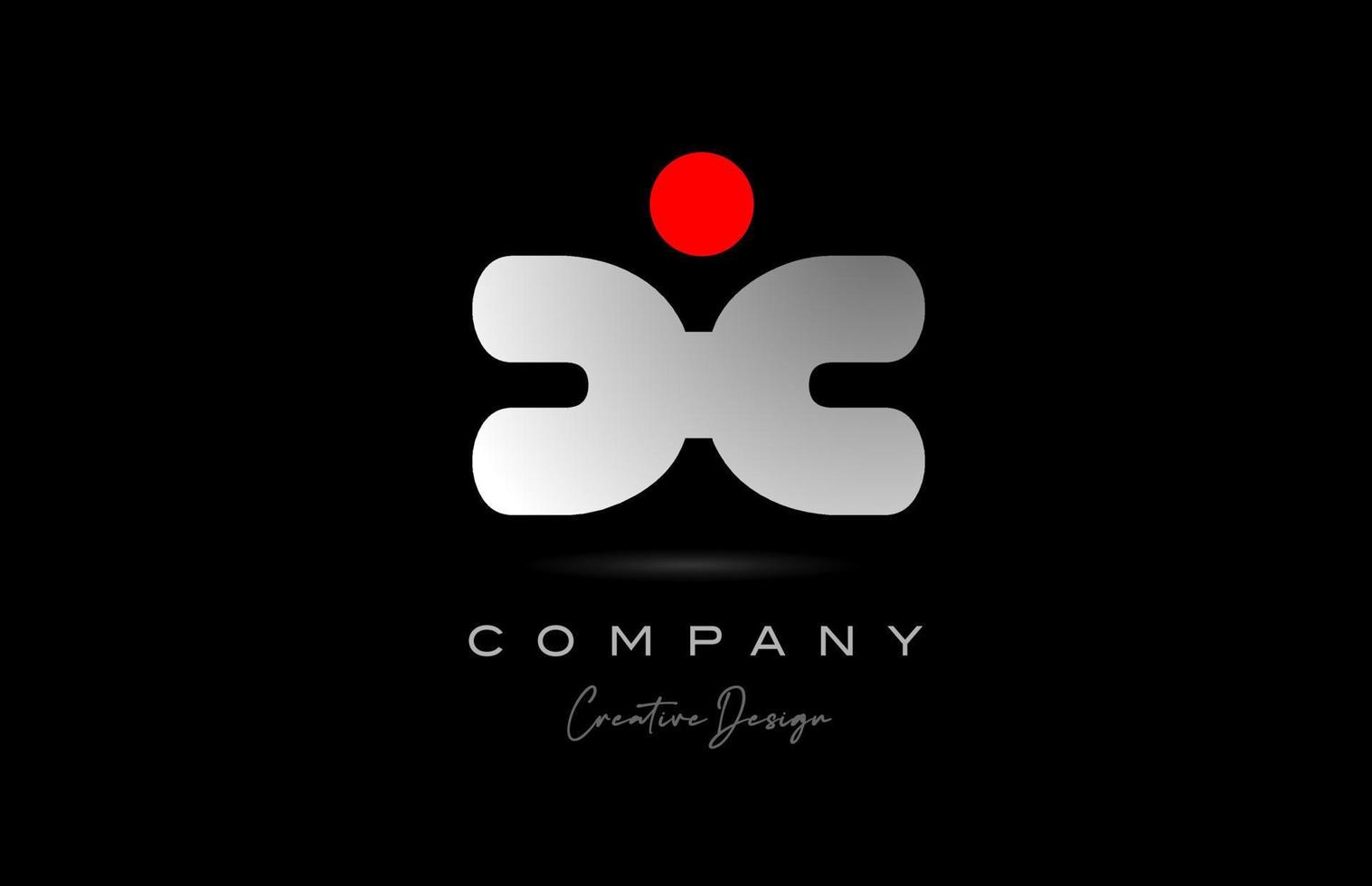 red grey X alphabet letter logo icon design with dot. Creative polygon template for business and company vector