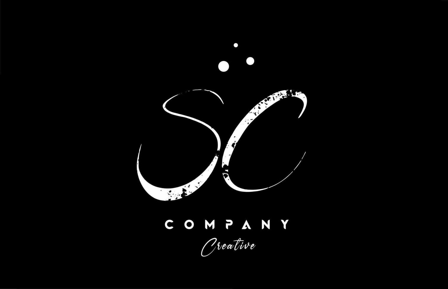 vintage SC alphabet letter logo icon combination design with dots. Creative hand written template for company vector