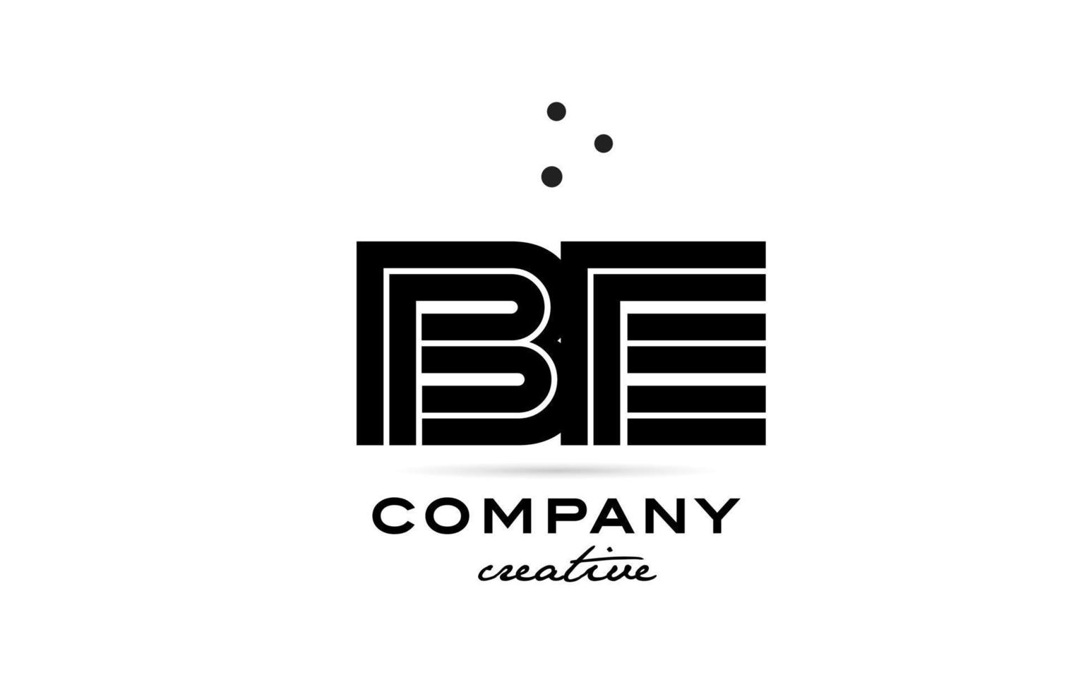 BE black and white combination alphabet bold letter logo with dots. Joined creative template design for company and business vector