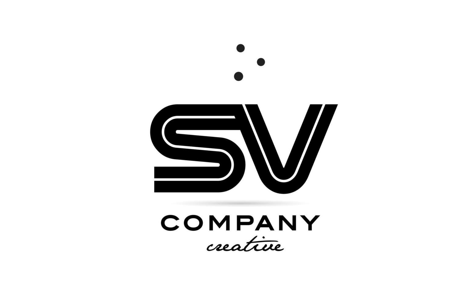 SV black and white combination alphabet bold letter logo with dots. Joined template design for business and company vector