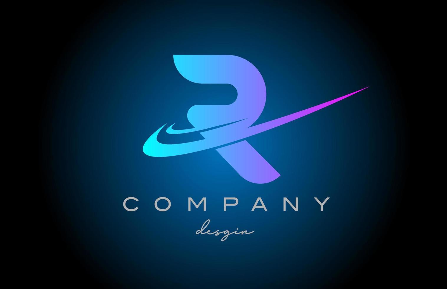 R pink blue alphabet letter logo with double swoosh. Corporate creative template design for company and business vector