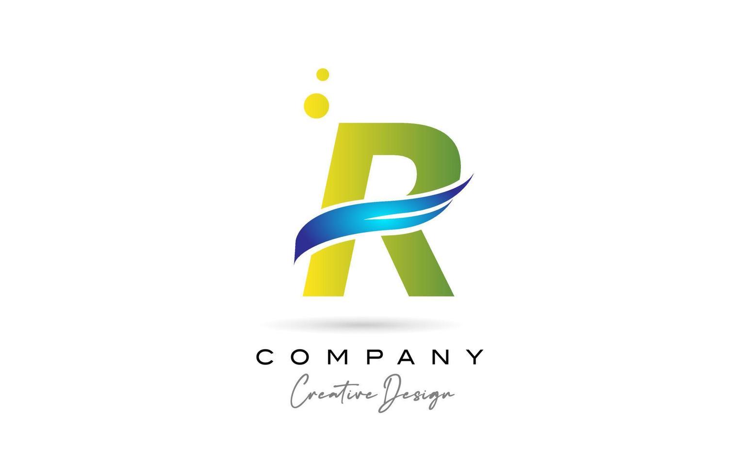 green R alphabet letter logo icon with swoosh. Creative template for company and business vector