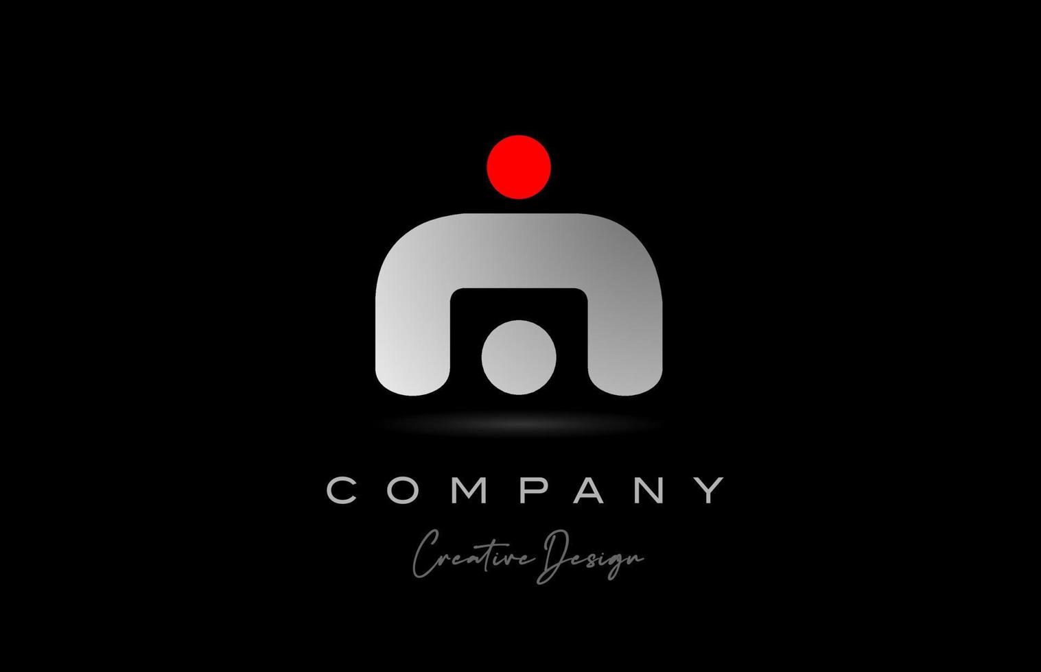 red grey M alphabet letter logo icon design with dot. Creative polygon template for business and company vector