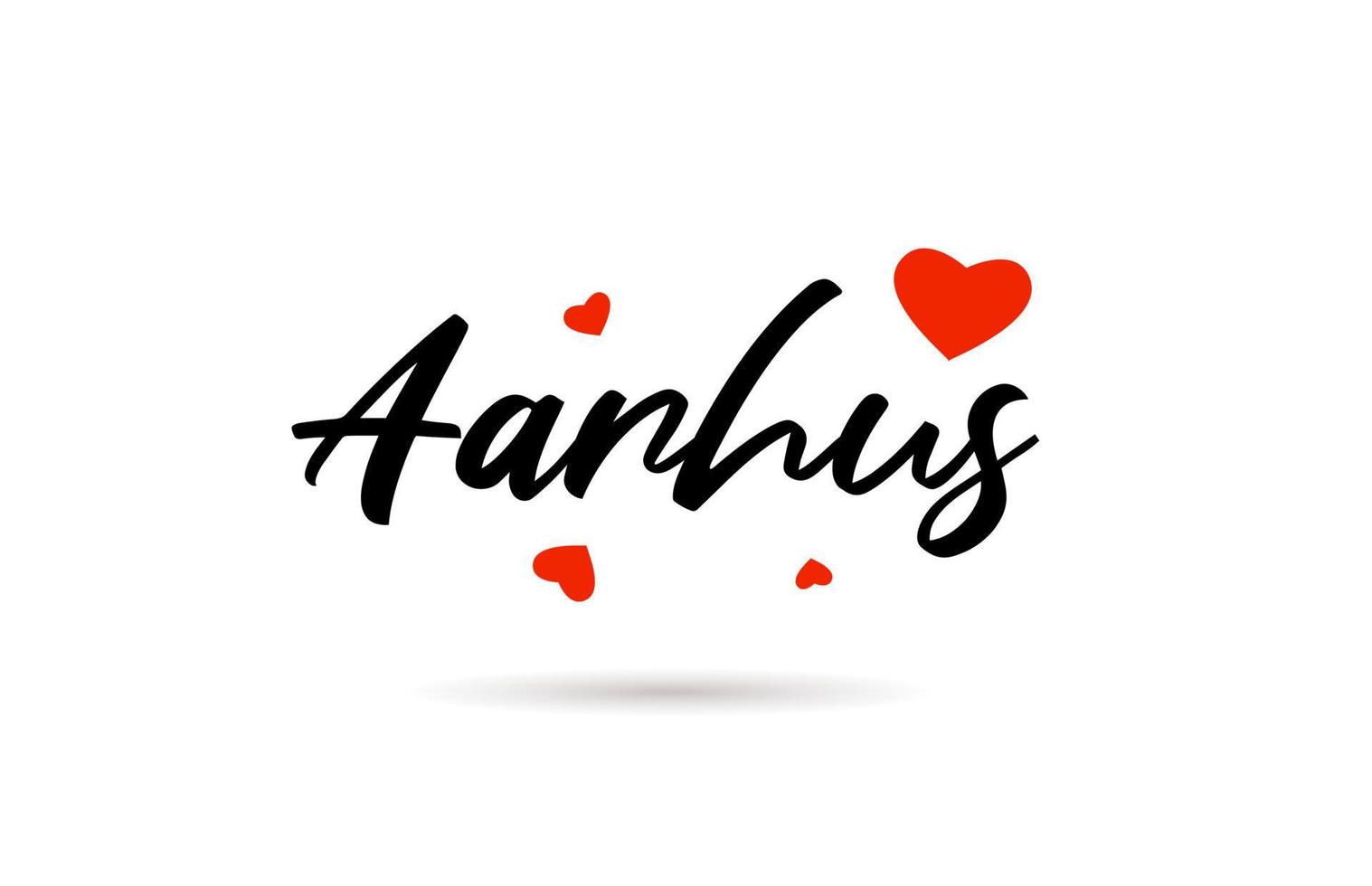 Aarhus handwritten city typography text with love heart vector