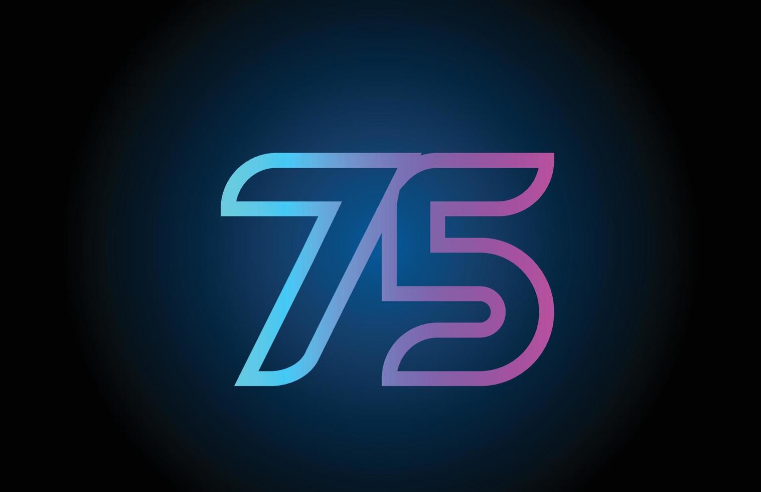 pink line 75 number logo icon design. Creative template for business and company vector