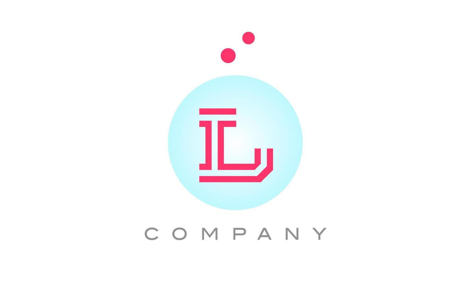 blue pink L alphabet letter logo icon design with dots. Creative template for business and company vector