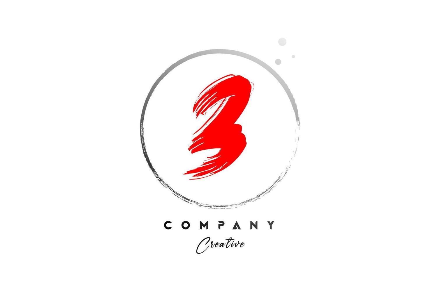 red grey 3 number letter logo icon design with dots and circle. Grunge creative gradient for business and company vector