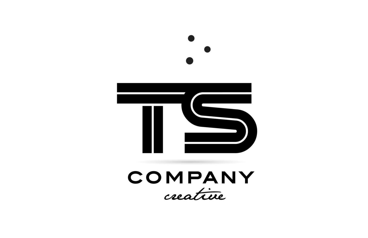 TS black and white combination alphabet bold letter logo with dots. Joined template design for business and company vector
