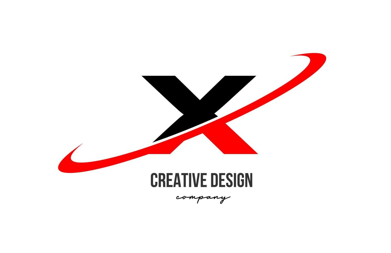 Red black X alphabet letter logo with big swoosh. Corporate creative template design for business and company vector