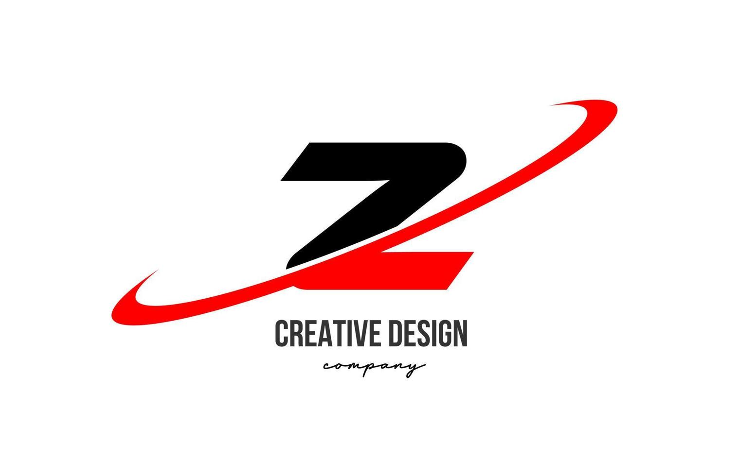 Red black Z alphabet letter logo with big swoosh. Corporate creative template design for business and company vector