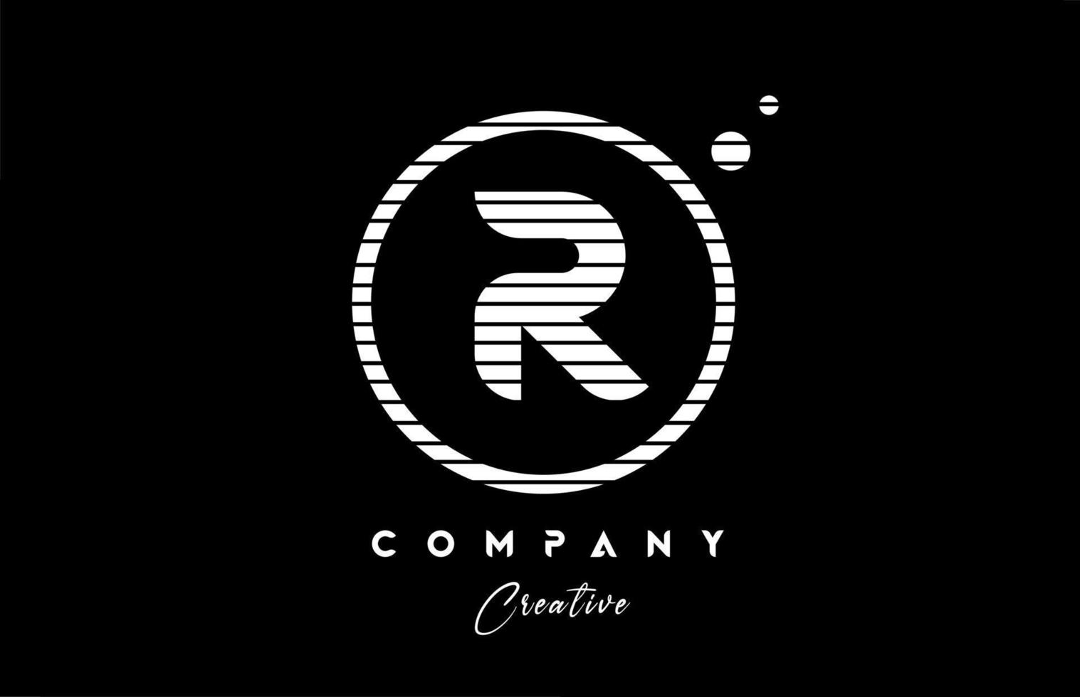 R alphabet letter logo icon design with black and white line stripe. Creative template for business and company vector