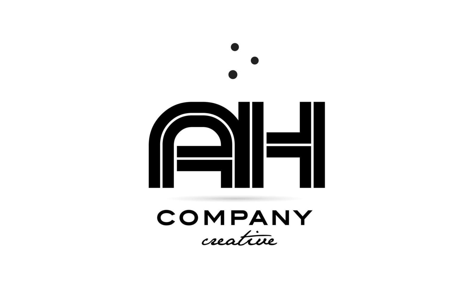 AH black and white combination alphabet bold letter logo with dots. Joined creative template design for company and business vector
