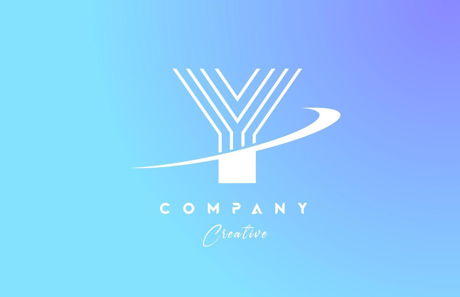 pastel color Y blue alphabet letter logo icon design with swoosh. Creative template for company and business vector