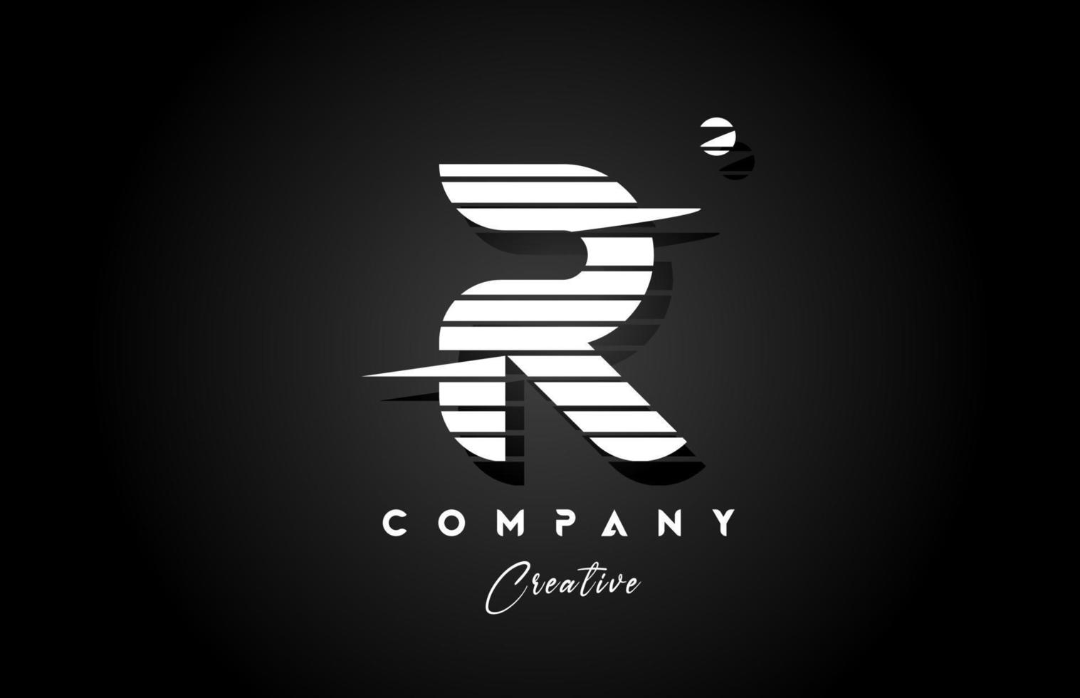 línea r alfabeto letra logo icono diseño con negro y blanco raya y círculo. creativo modelo para empresa y negocio vector