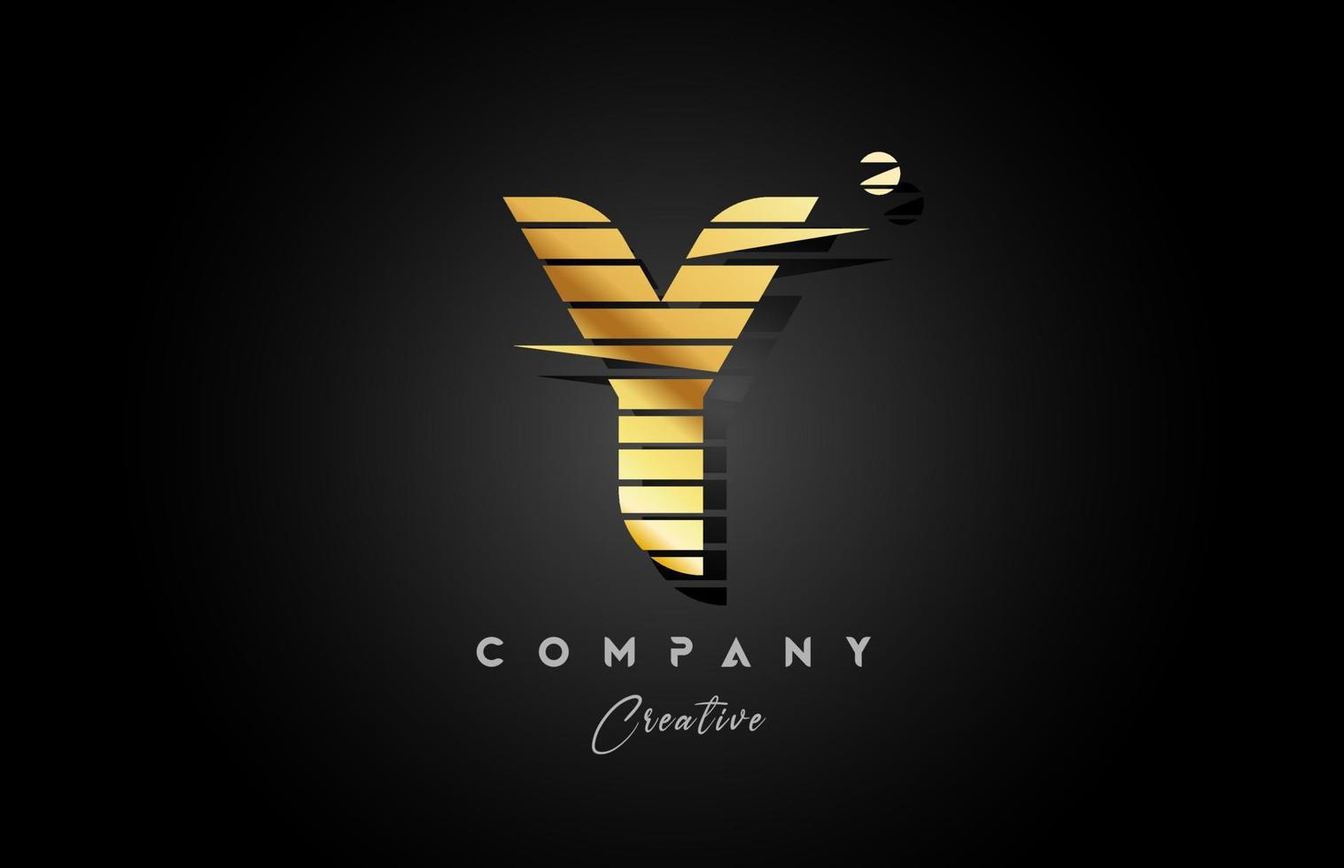 gold golden Y alphabet letter logo icon design with line stripe and circle. Creative template for business and company vector
