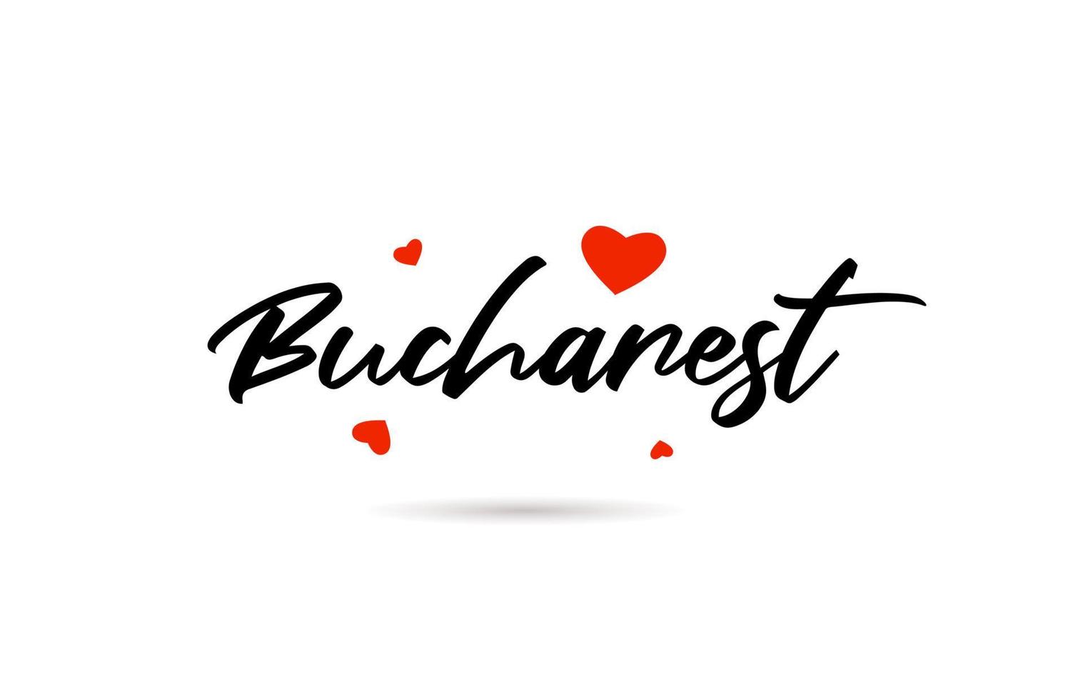 Bucharest handwritten city typography text with love heart vector