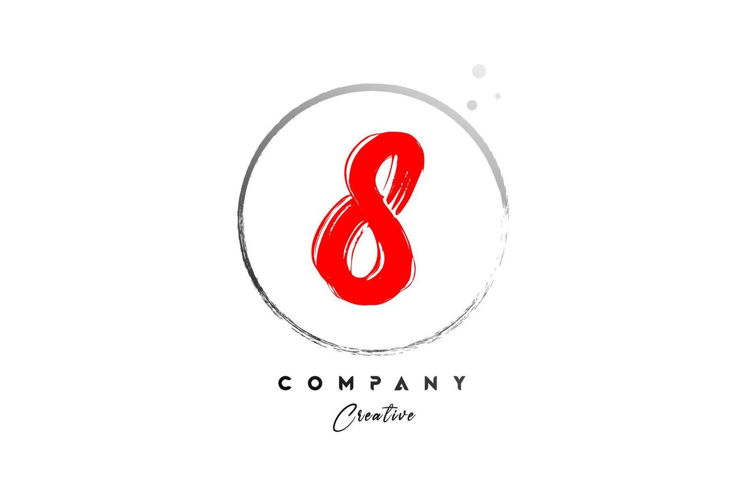 red grey 8 number letter logo icon design with dots and circle. Grunge creative gradient for business and company vector