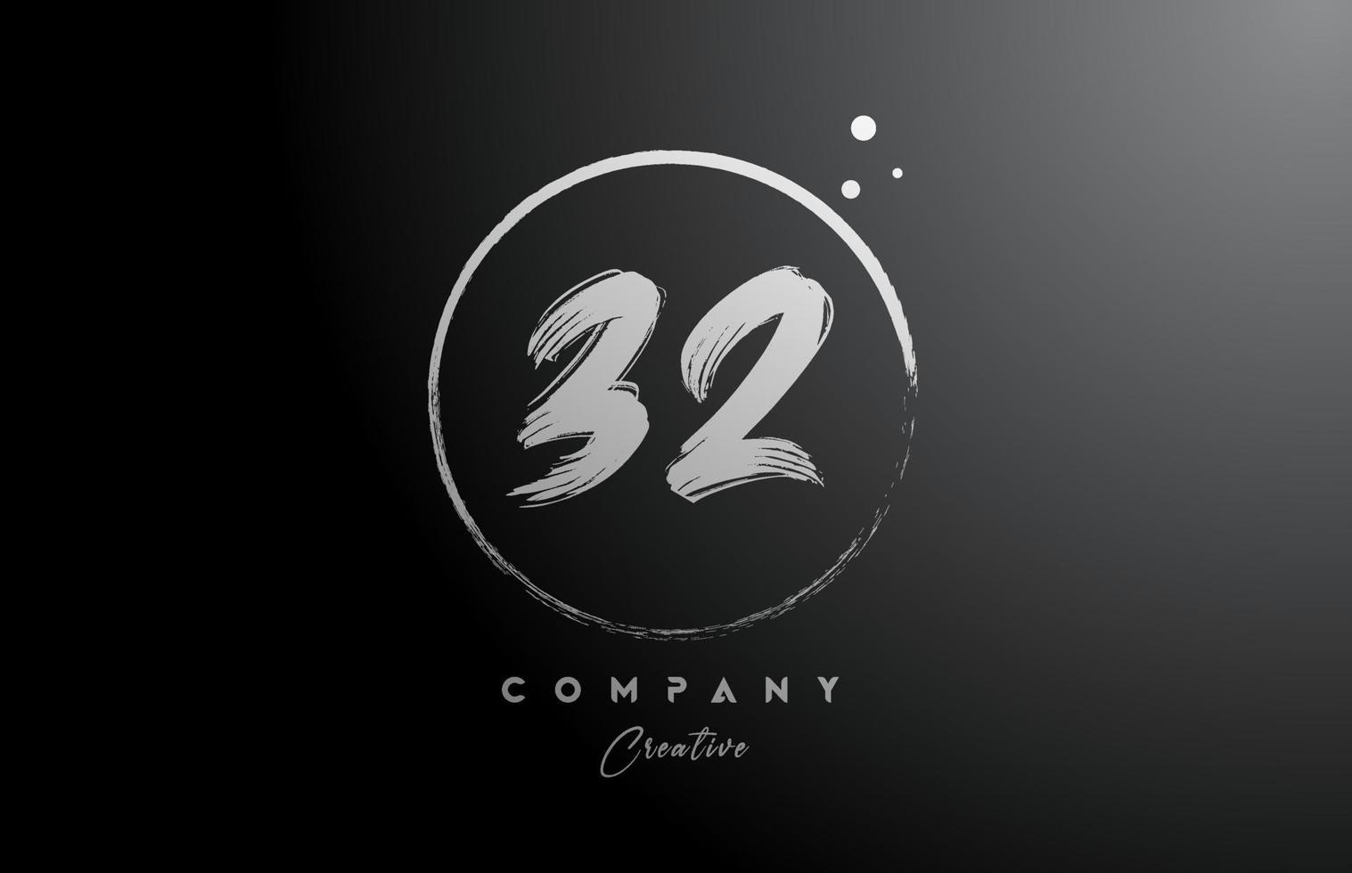 Black White 32 Number Letter Logo Icon Design With Dots And Circle black-white-32-number-letter-logo-icon-design-with-dots-and-circle