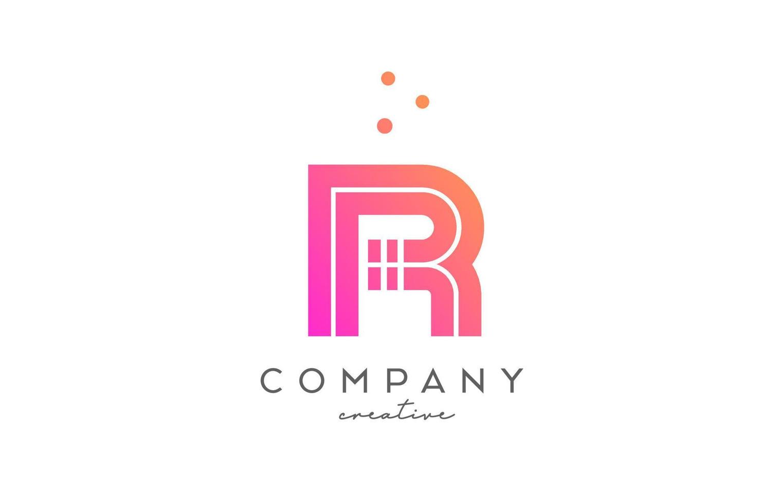 R pink alphabet letter logo with lines and dots. Corporate creative template design for business and company vector