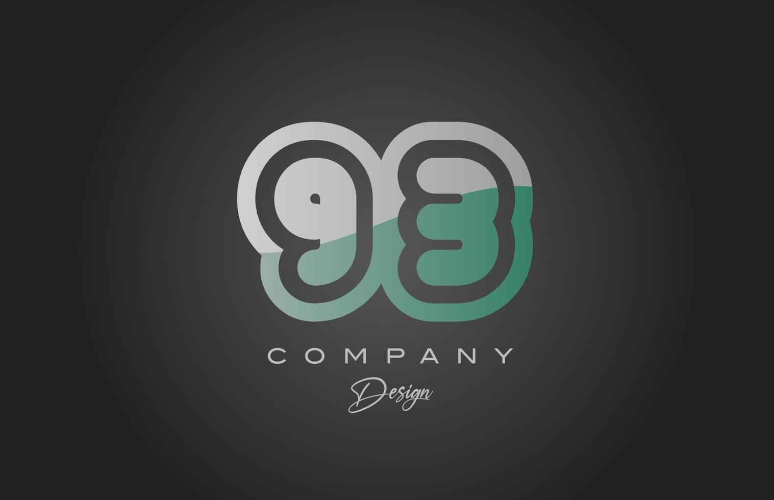 93 verde gris número logo icono diseño. creativo modelo para empresa y negocio vector