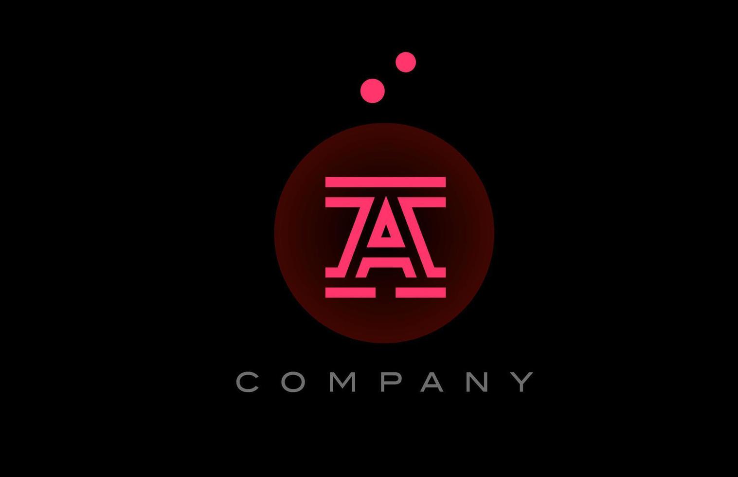 black pink A alphabet letter logo icon with dots and circle. Template design for company and business vector
