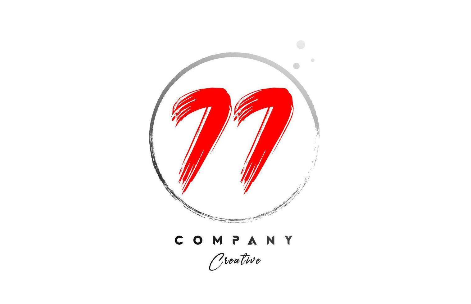 red grey 77 number letter logo icon design with dots and circle. Grunge creative gradient for business and company vector